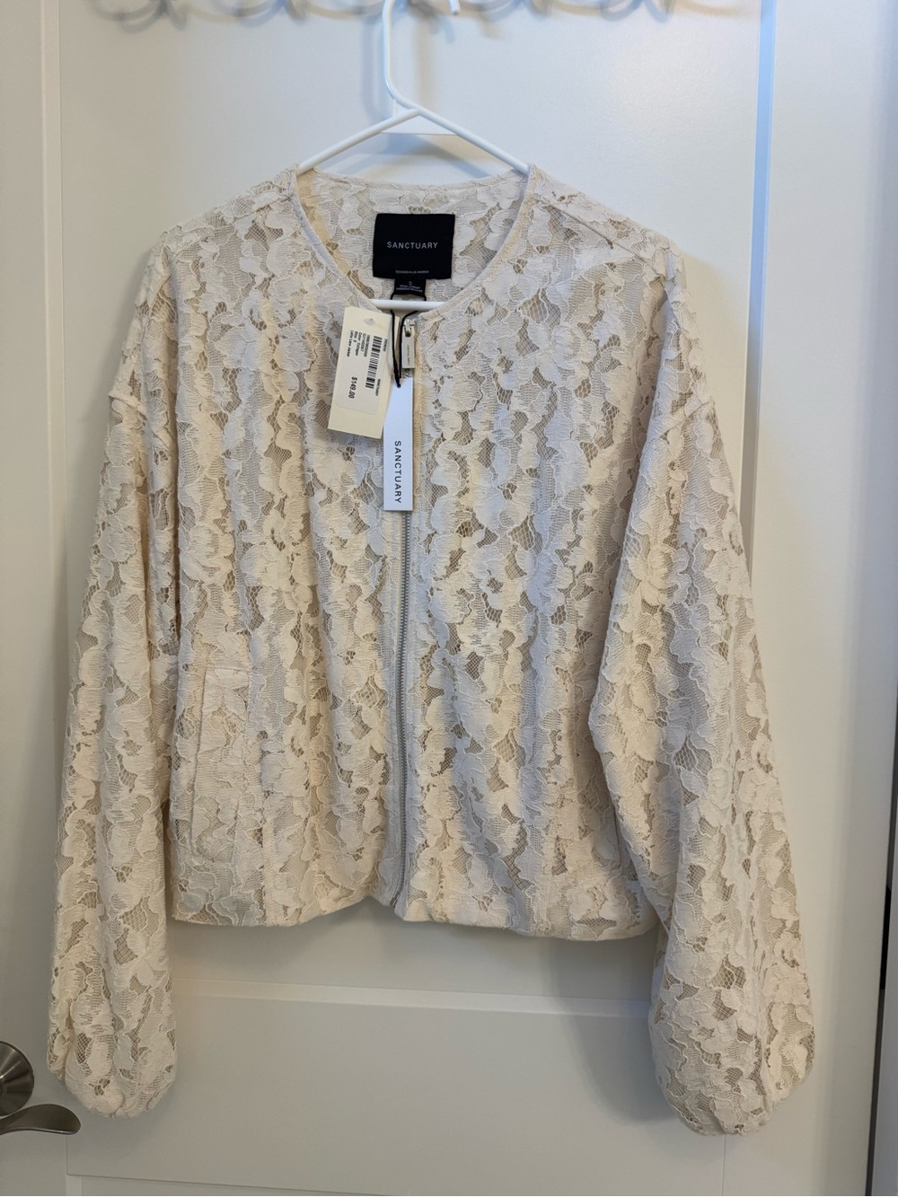 Sanctuary Women's Lace Zip-Front Jacket in Ivory NWT Small
